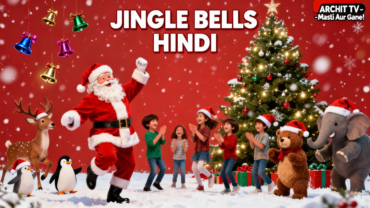 Jingle Bells Hindi | Christmas Song for Kids | Santa Dance Cartoon 🎅🎶