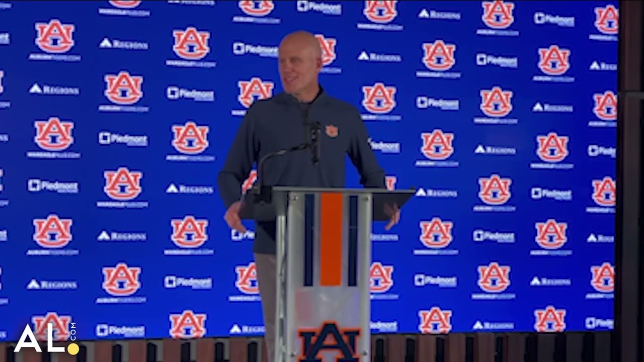 Auburn defensive coordinator DJ Durkin addresses the media following National Signing Day 2026