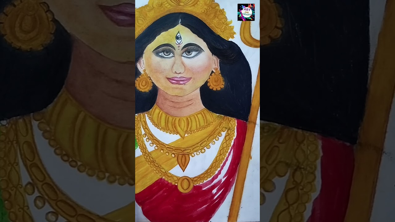 Durga mata color pencil drawing 