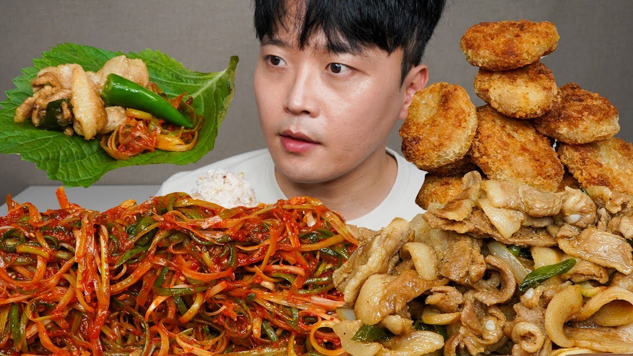 아내표 집밥🍚 볼따구니 찌릿한 파채무침 먹는 영상(ft.간장제육볶음, 미니돈까스) ASMR MUKBANG REAL SOUND EATING SHOW