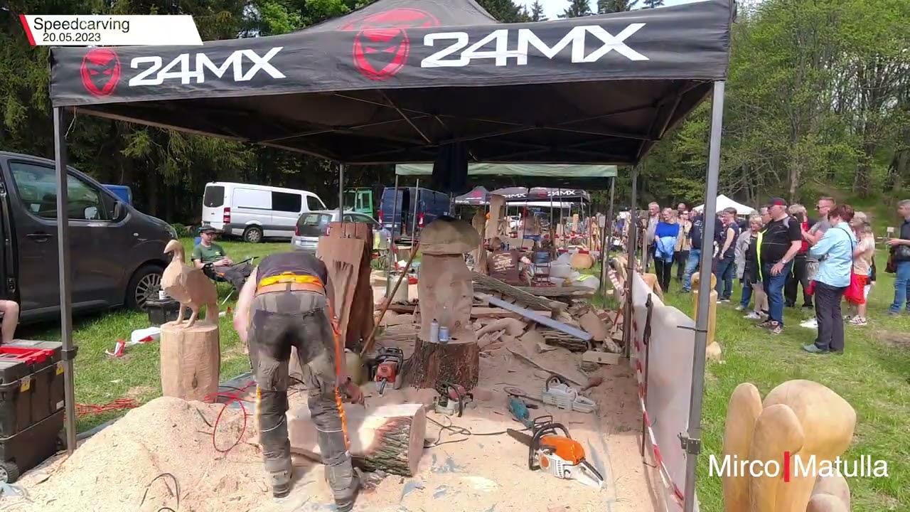 Scheibenberg  Holzbildhauersymposium Sonntag 2023 05 20 Speedcarving Mirco Matulla Hyperlapse