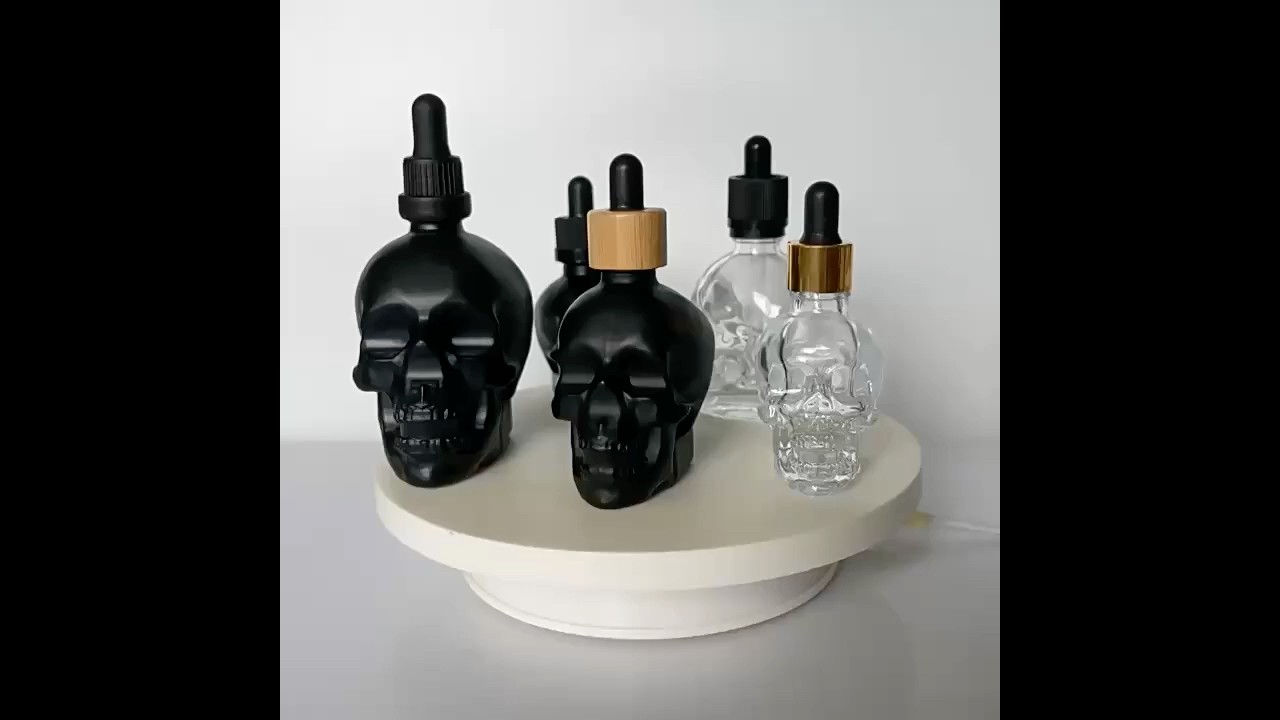Skull Glass Dropper Bottles Wholesale Cosmetic Skin Care Essential Oil CBD Oil Serum Bottle