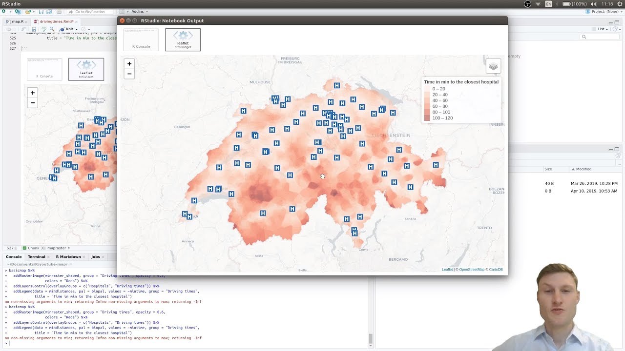 Driving time interpolation map in R (using OSRM, leaflet, raster, ggmap)