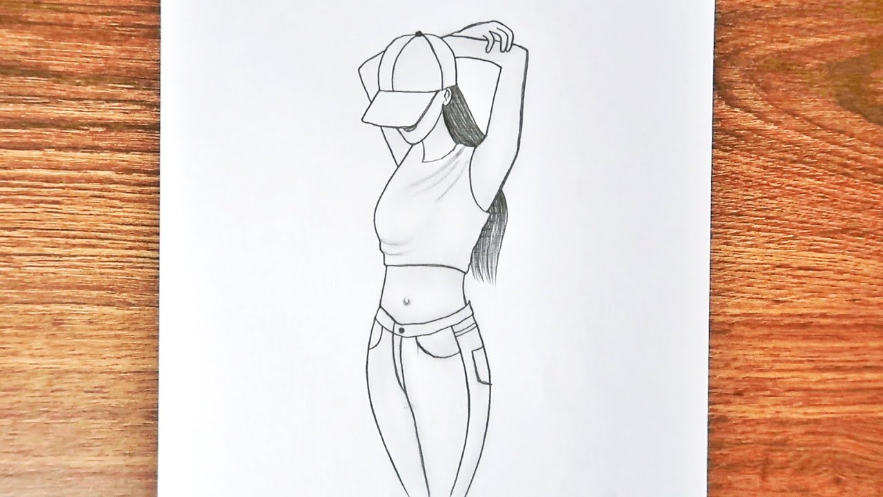 KOLAY YOLDAN ŞAPKALI GÜZEL KIZ ÇİZİMİ / Karakalem Kadın Çizimi