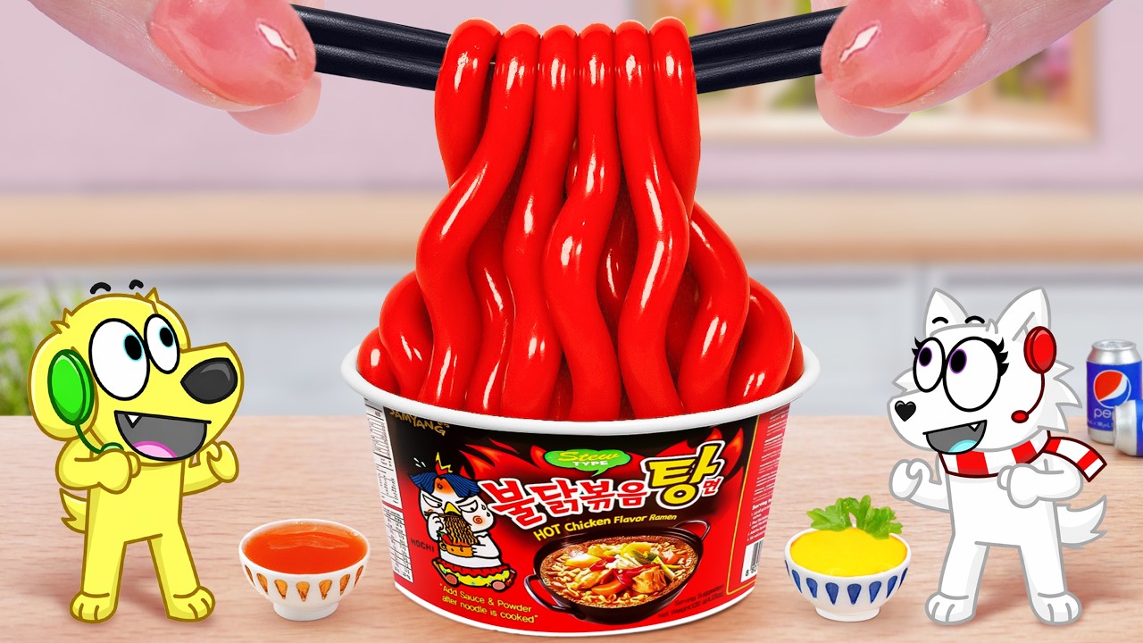 Spicy Food Recipes 🤯 How To Make Delicious Miniature Jelly Noodles Spicy Sauce 🍜 Mina Mini Kitchen