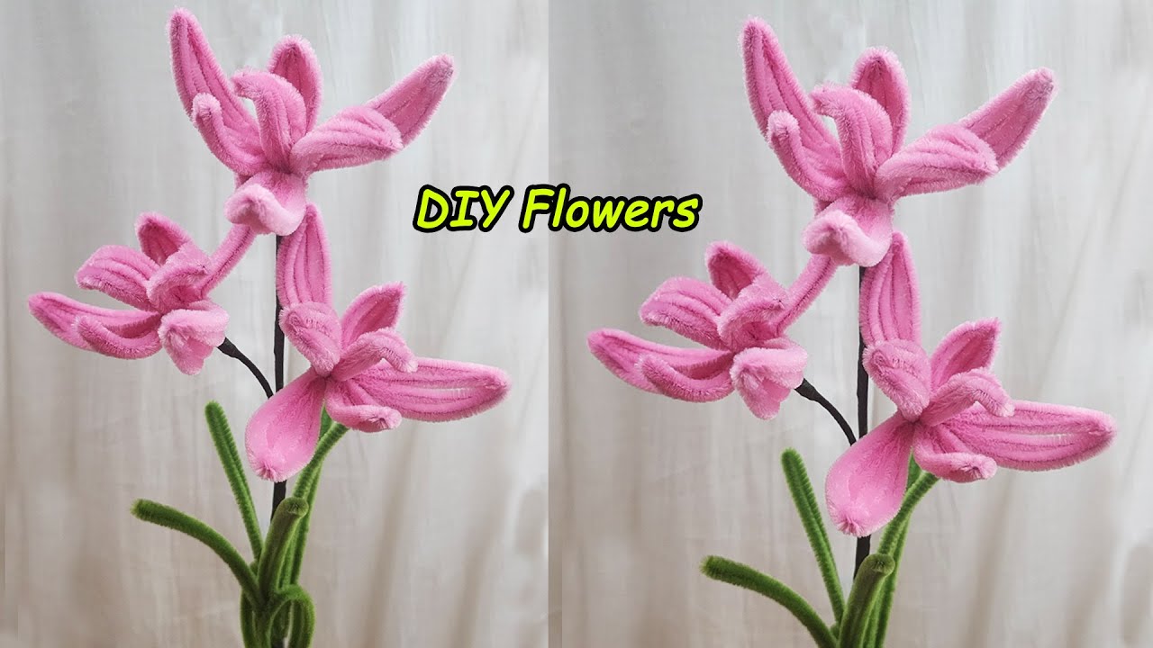 DIY | How to make flowers with pipe cleaner | Orchid flower tutorials