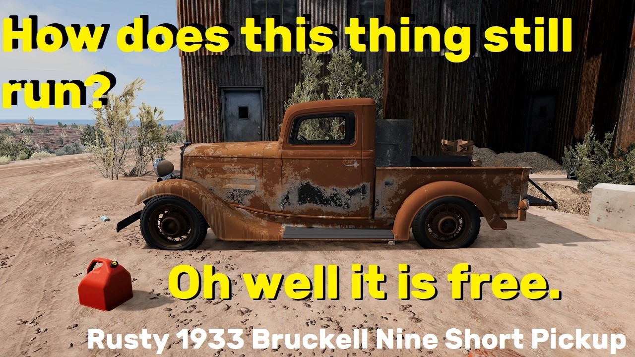BeamNG.drive (Mod) Freeroam: Utah, USA - Rusty 1933 Bruckell Nine Short Pickup