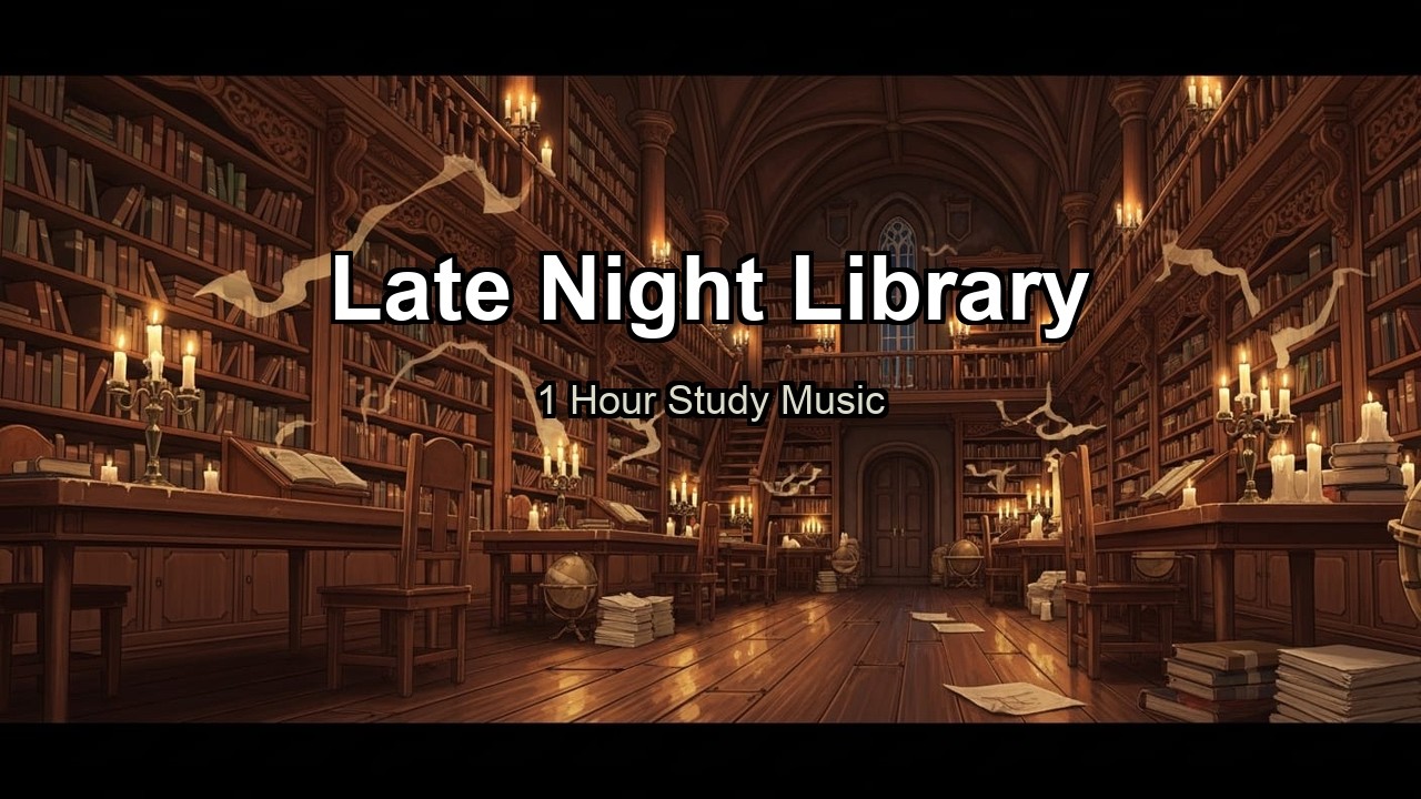 Late Night Library 📚🌙 1 Hour Study Music with Soft Piano & Rain