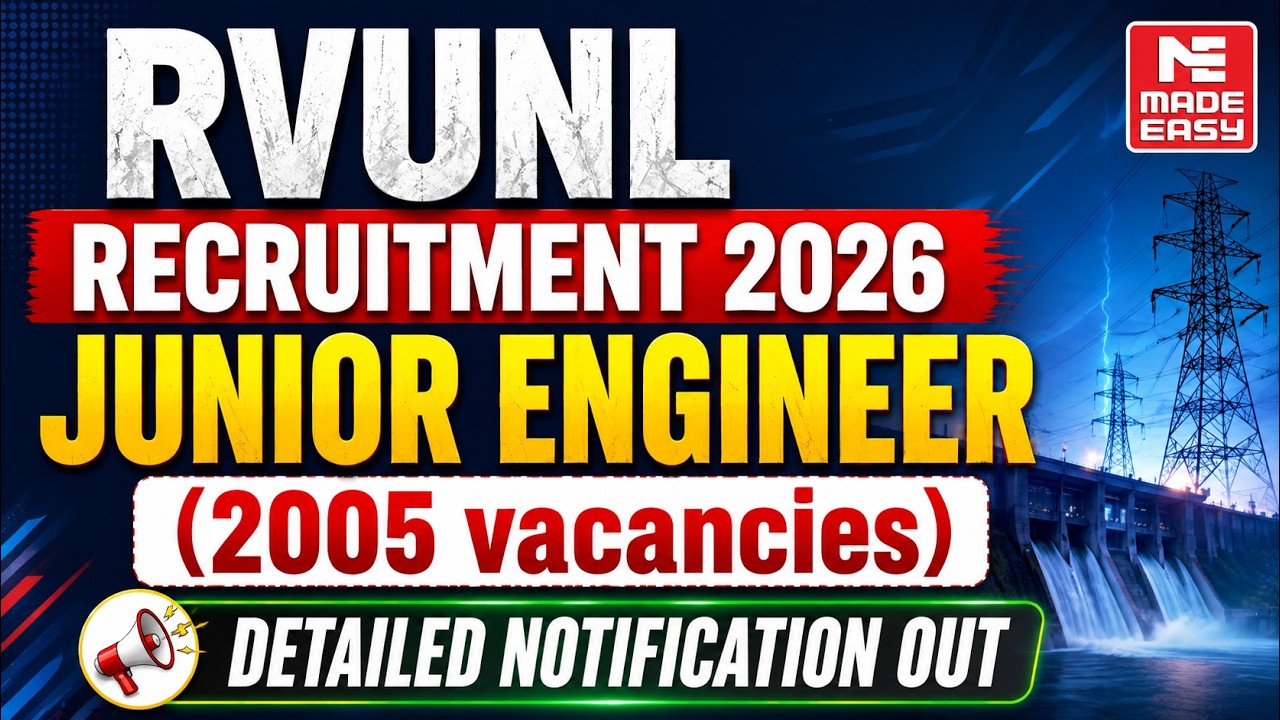 RVUNL JE Recruitment 2026 Detailed Notification Out | Eligibility, Salary, Age Limit, Fees & More!