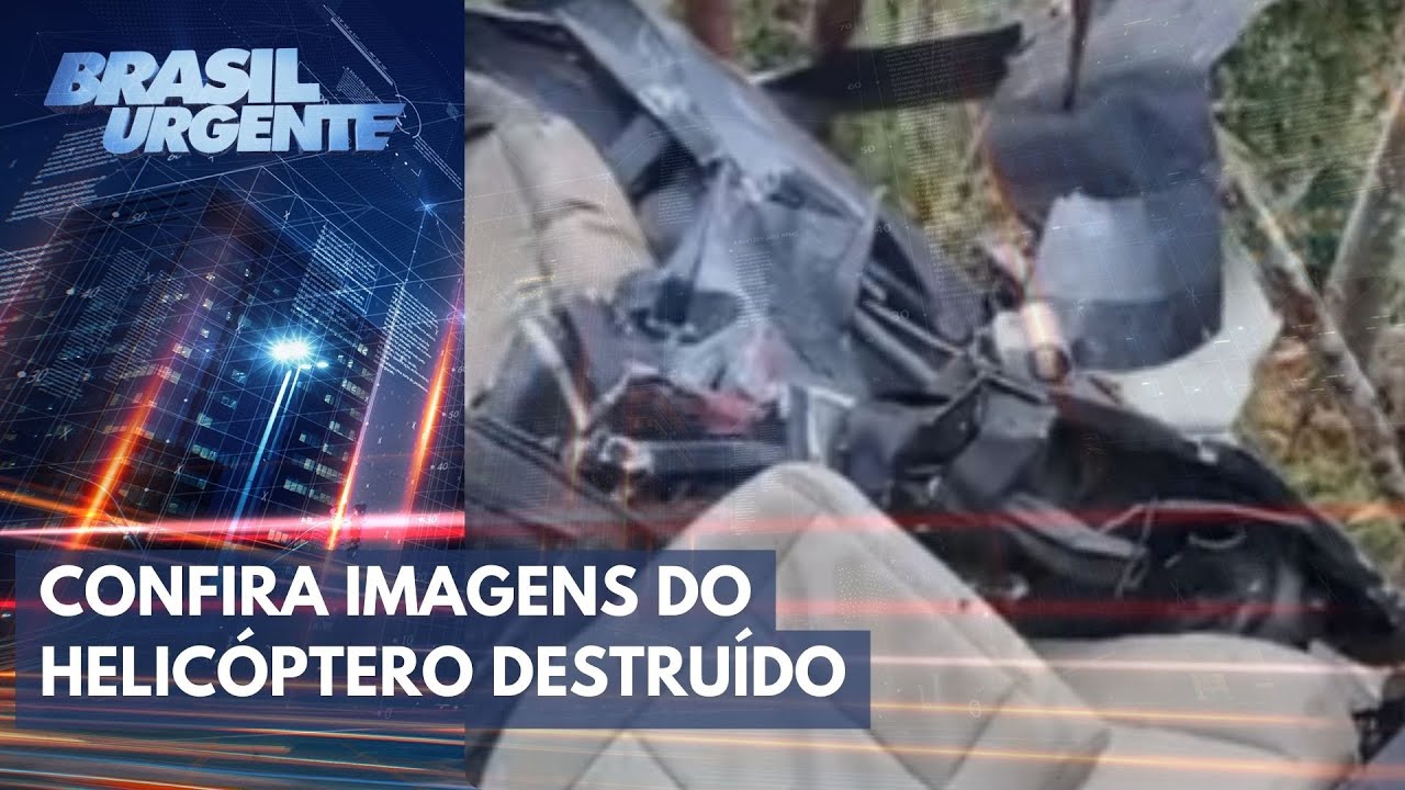 Confira imagens do helicóptero que caiu em área de mata em SP | Brasil Urgente