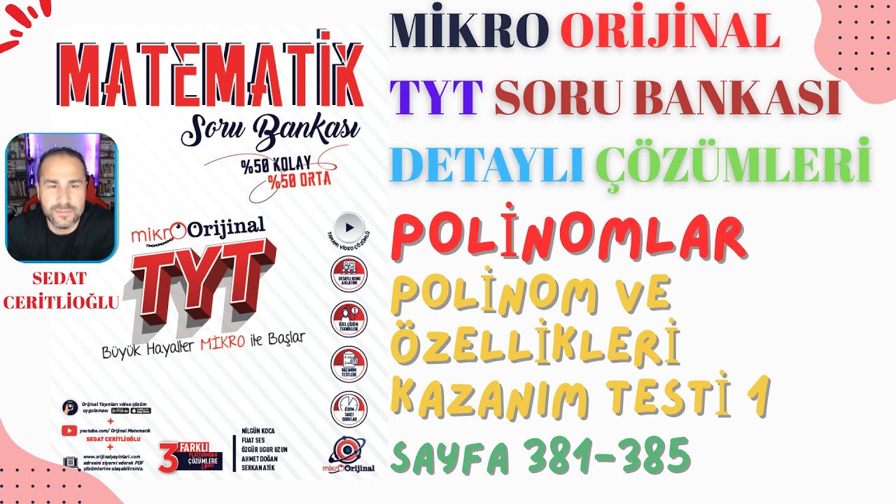 2026 MİKRO ORİJİNAL TYT SORU BANKASI ÇÖZÜMLERİ SYF381-385 #orijinalmatematik #mikroorijinal #yks2026