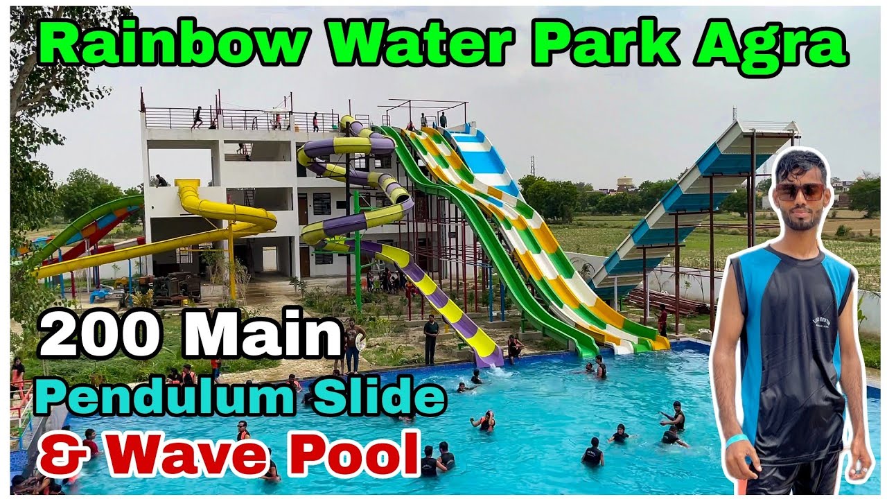Rainbow Water Park | 200 Main Wave Pool & Pendulum Slide 😱 | Agra Ka Best Water Park |  #waterpark
