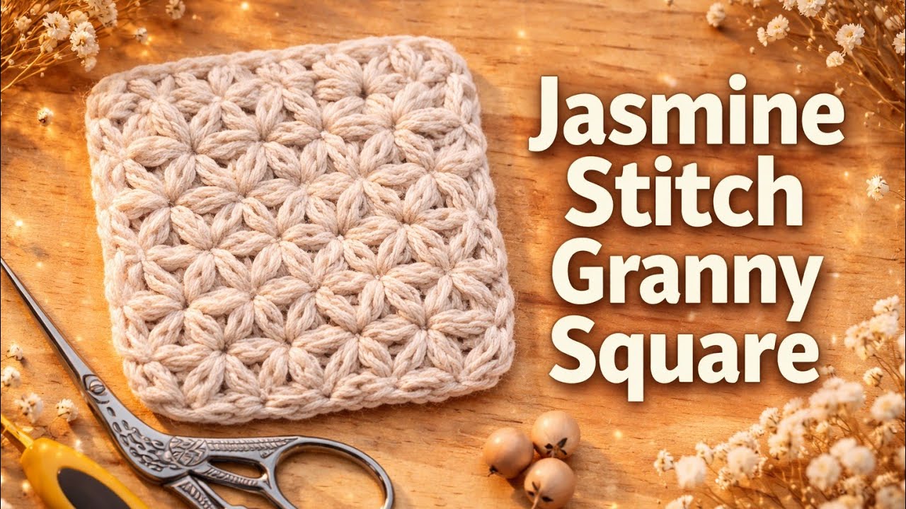 How to crochet a Jasmine Stitch Granny Square | Elegant Crochet Motif #crochet #easycrochet #diy