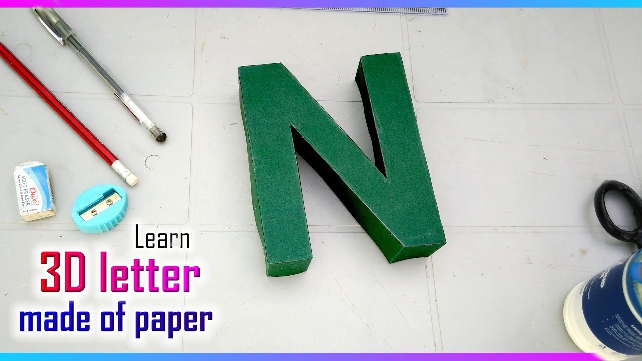 3d letters from paper, letter N n