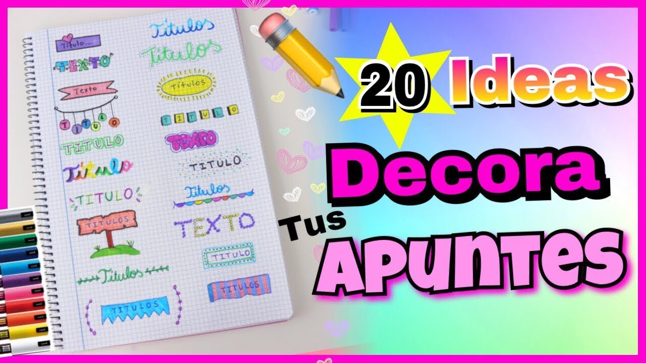 20 IDEAS DE TÍTULOS BONITOS PARA DECORAR TUS APUNTES | DECORA TUS CUADERNOS | NatyGloss
