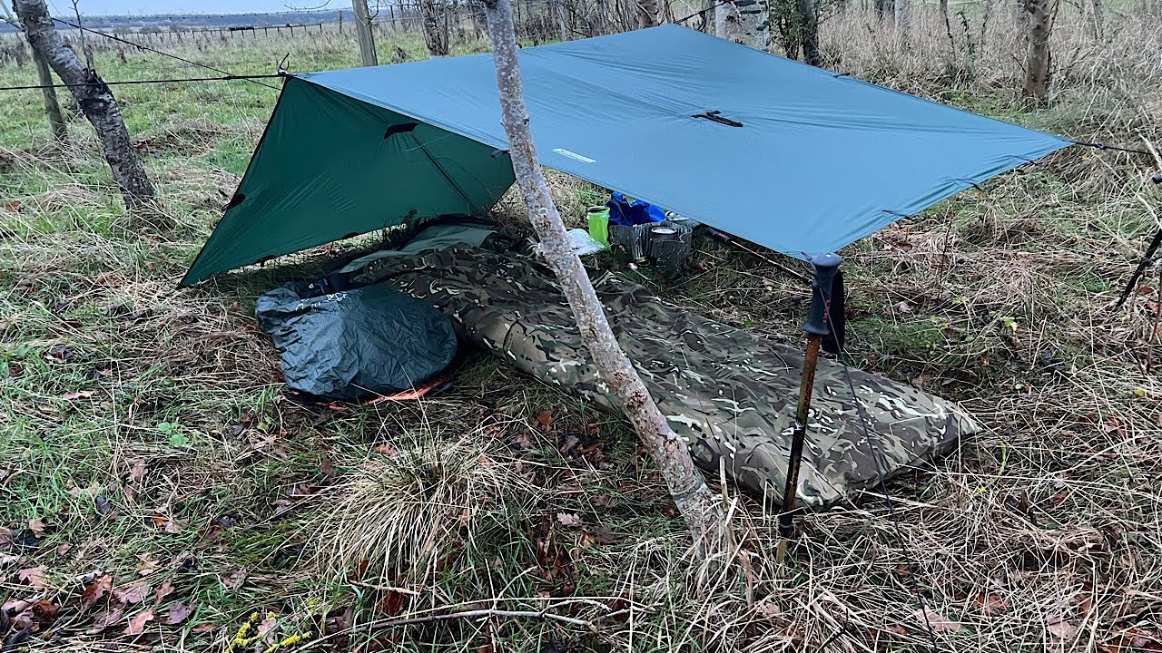 Stealthy Tarp Camp In Local woods Trying Out New Tarp Set Up