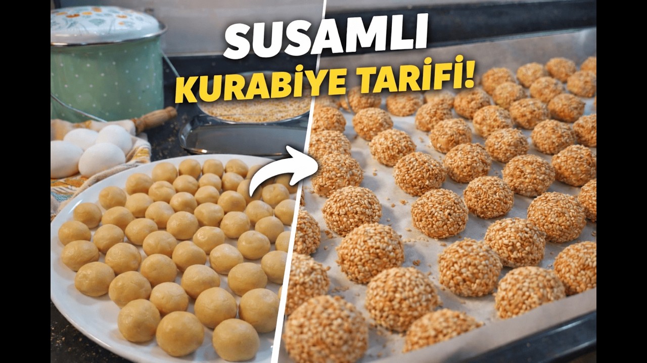 Pastane Usulü Bayatlamayan Susamlı Kurabiye ✔️ Kıyır Kıyır Kurabiye Tarifi