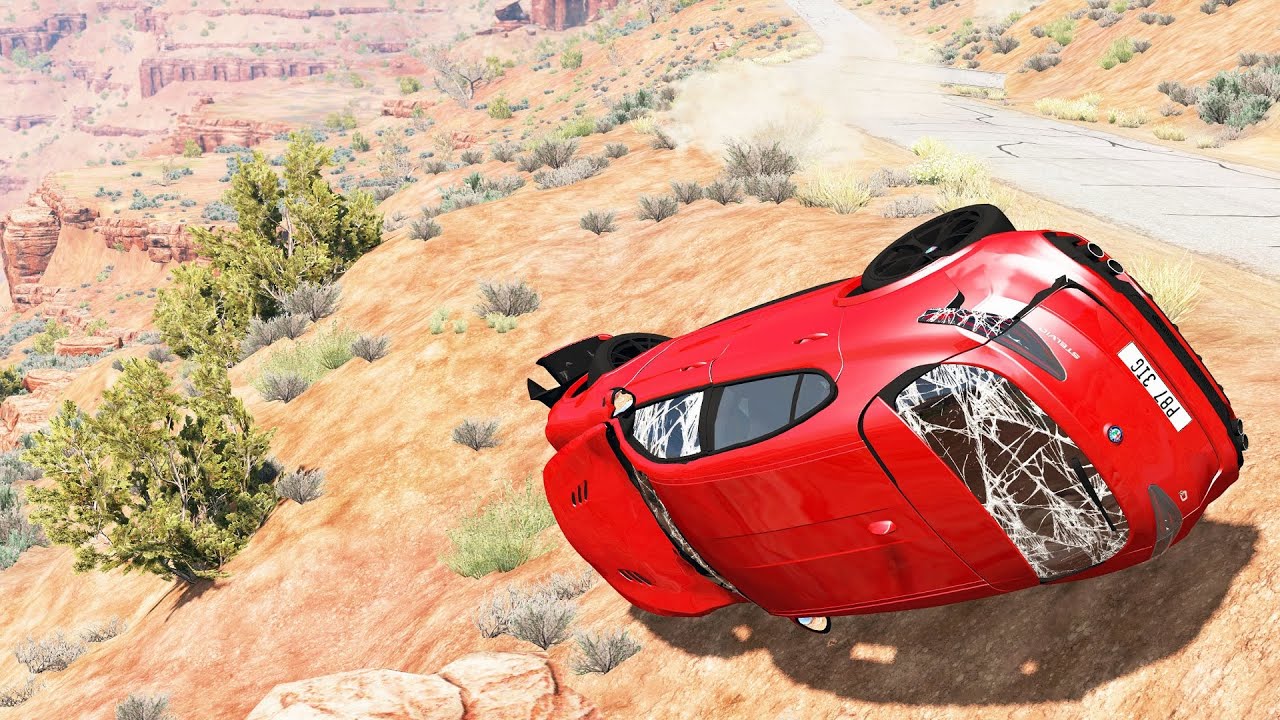 Rollover Crashes with Cliff Drop - BeamNG Drive | DestructionNation