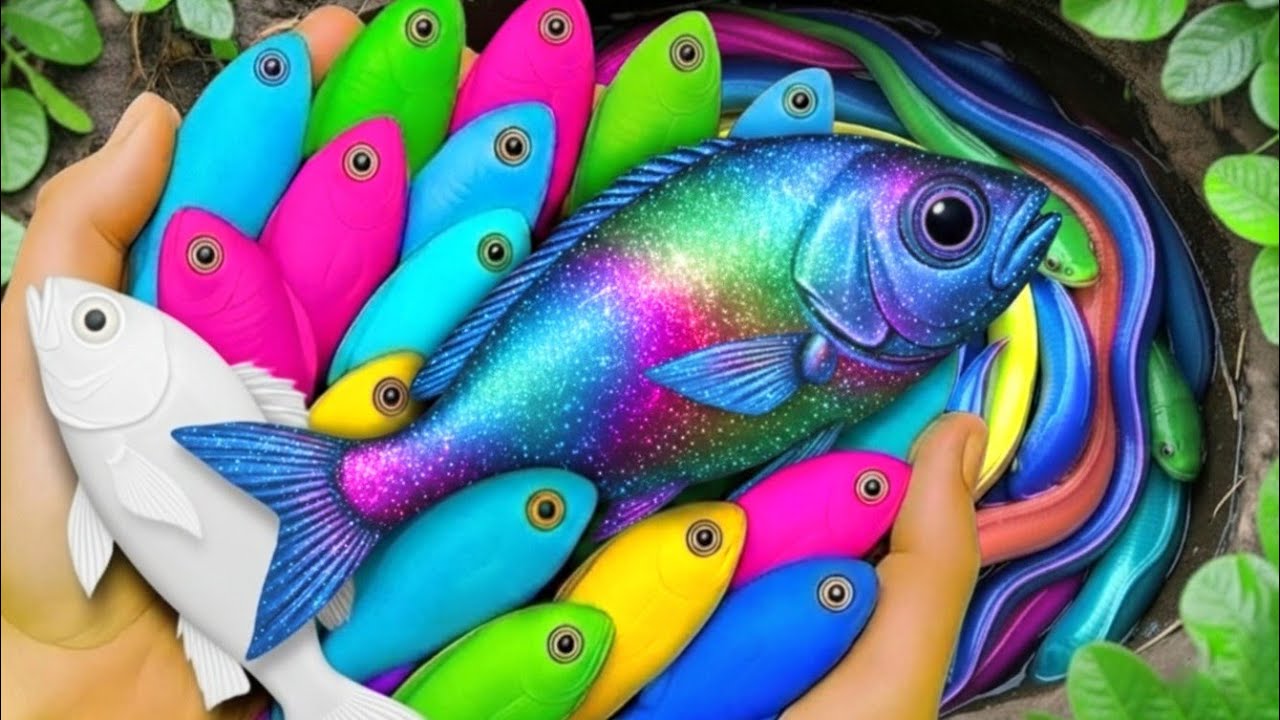 Catch beautiful aquarium fish in small pond baby turtles, eel, frog, pencil fish, guppies, nemo fish