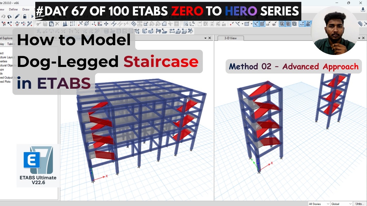 V67 Моделирование лестницы с поворотом в Etabs (Метод 02)