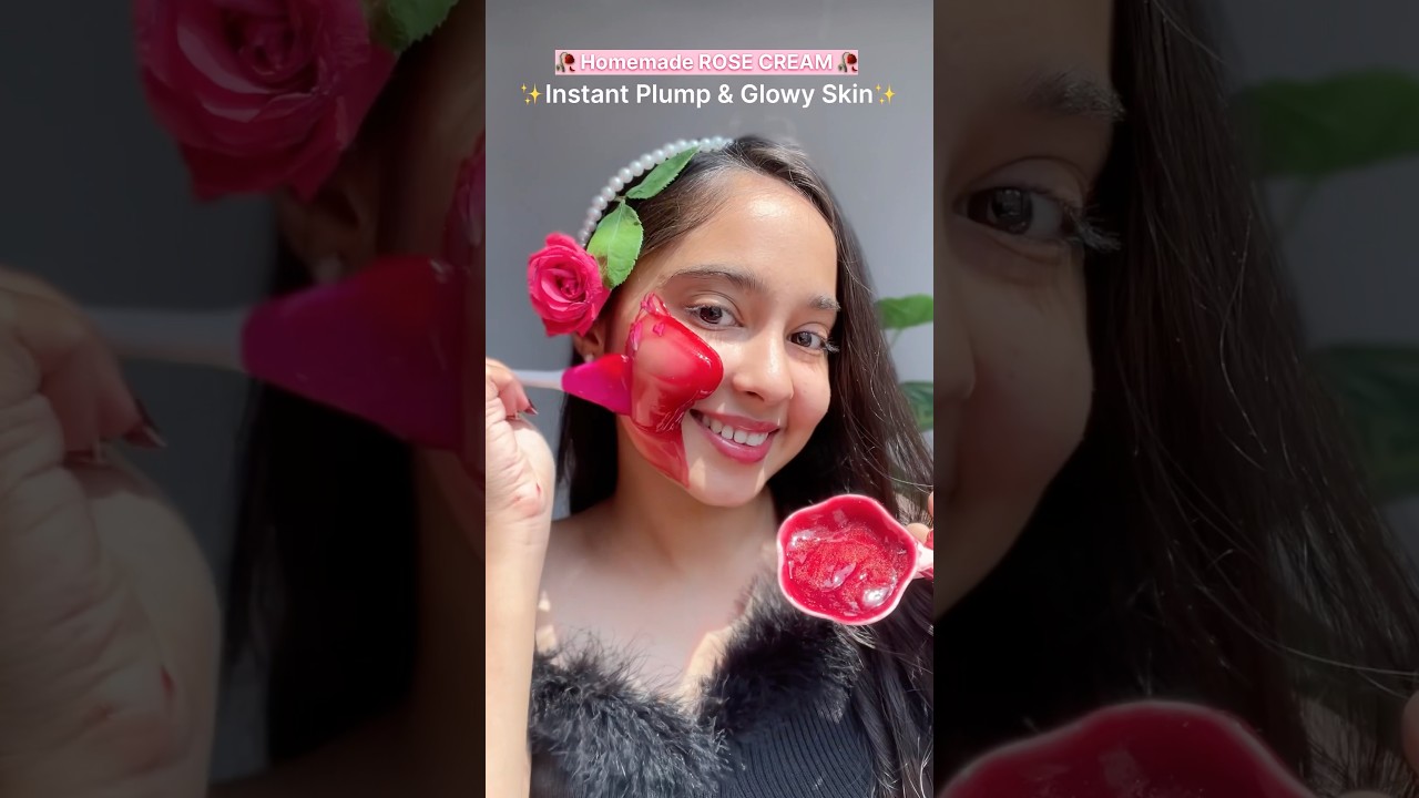 Домашний крем с розой для упругой и сияющей кожи🌹✨#youtubeshorts#trending#skincare#glowingskin#be...