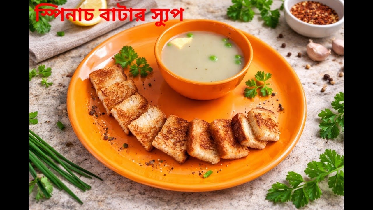 শীতে বানান সুস্বাদু পালং শাক বাটার স্যুপ | Spinach Soup Bengali Recipe.
