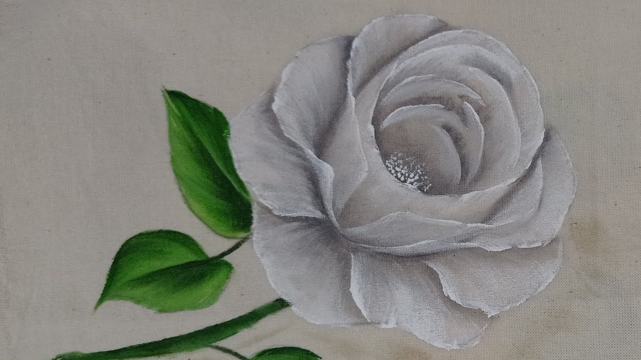 Como pintar rosa branca - Pintura em tecido 🖌️
