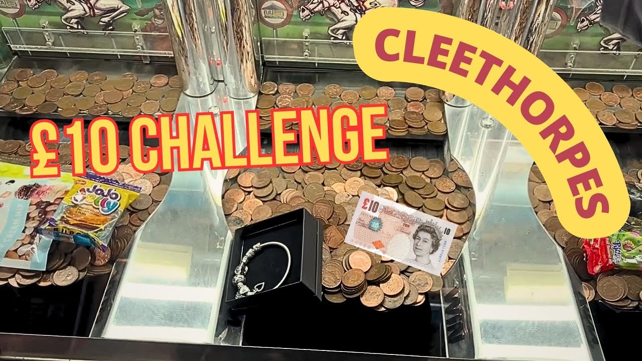 £10 CHALLENGE | BINGO WIN &  VINTAGE MACHINE at CLEETHORPES | 2p Coin Pusher Amusement Arcades