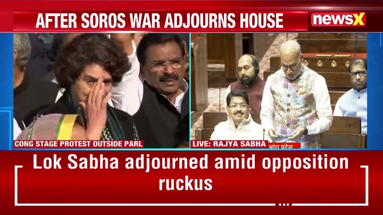 Parliament Winter Session: Opposition Leaders Hold Protest In Parliament Complex Over Adani Issue