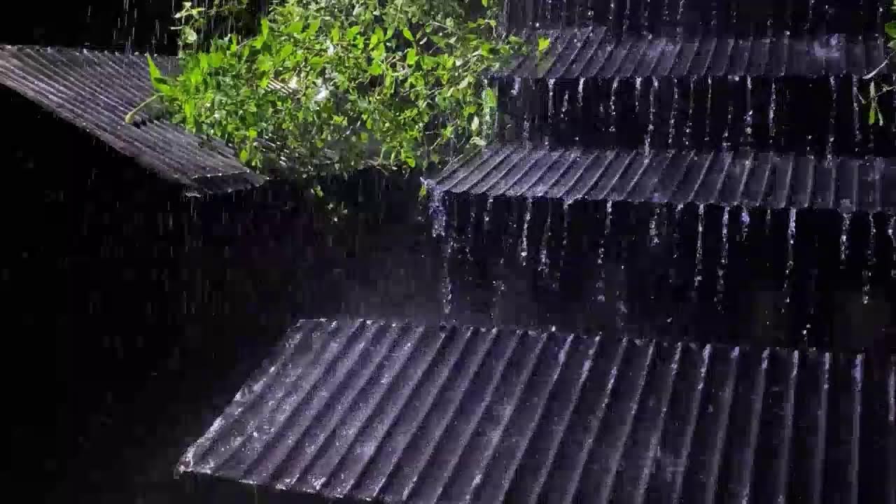 Instant Stress Relief 🌧️ Night Rainstorm on Tin Roof