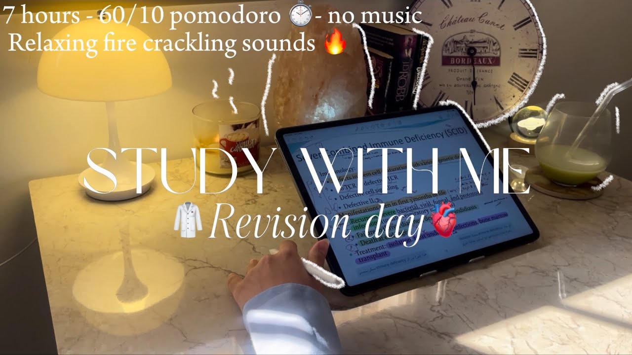 Study with me 7 hours 🩺 | 60/10 pomodoro - Revision day - no music 