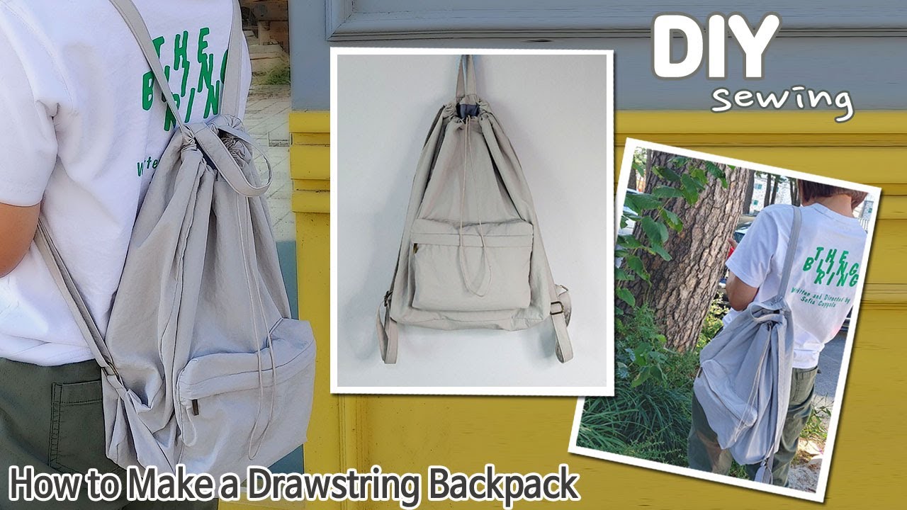DIY 스트링 백팩 만들기 | 배낭 만들기 | 백팩 만들기 | How to Make a Drawstring Backpack | Drawstring backpack tutorial