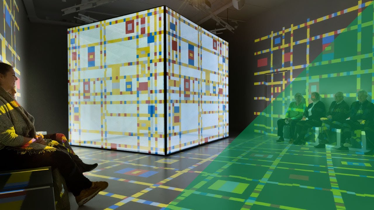 Projections of Mondriaan on a semi-transparent cube by ShowTex