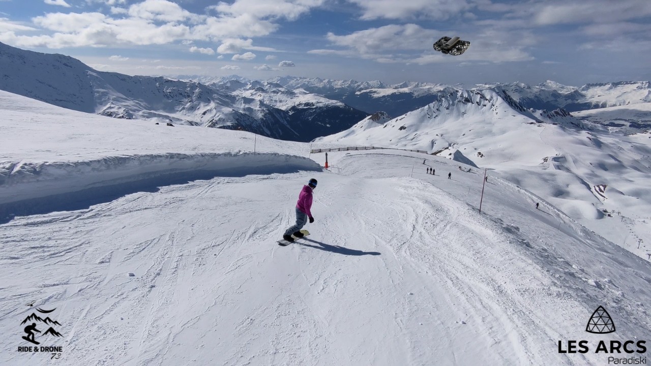 (4K) Les Arcs / Snowboard / vue folle depuis Grand Col 😍