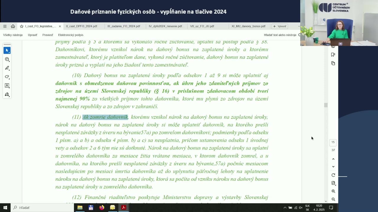 Daňový bonus na zaplatené úroky