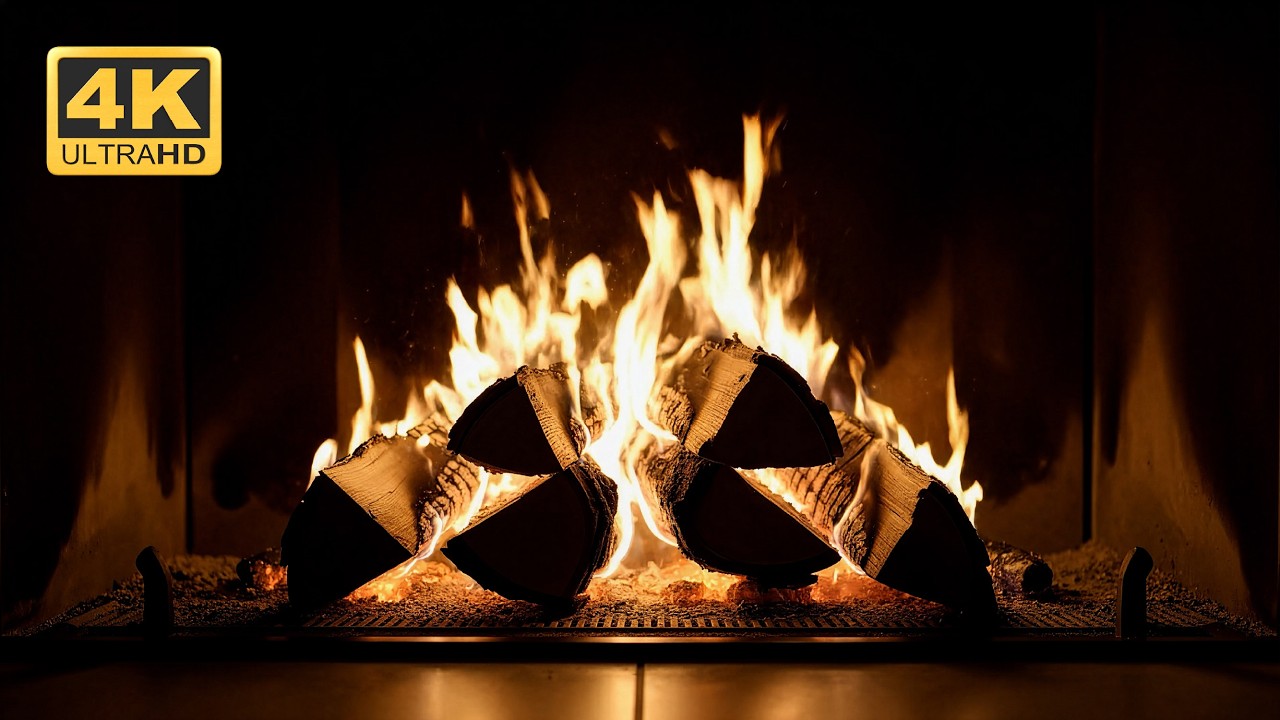 🔥 4K Fireplace Ambience ⏐ Natural Crackling Fire Sounds ⏐ Warm Cozy Atmosphere