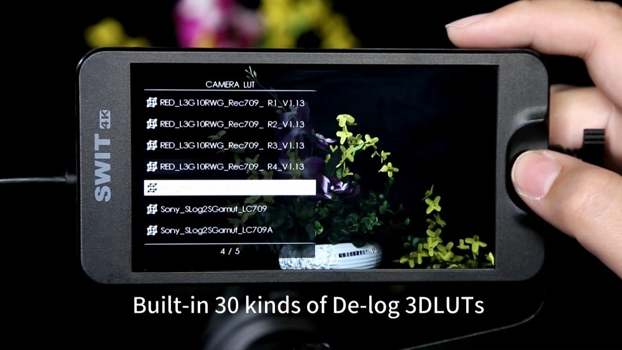 SWIT CM-55C monitor, Built-in Delog LUTs and User LUTs upload