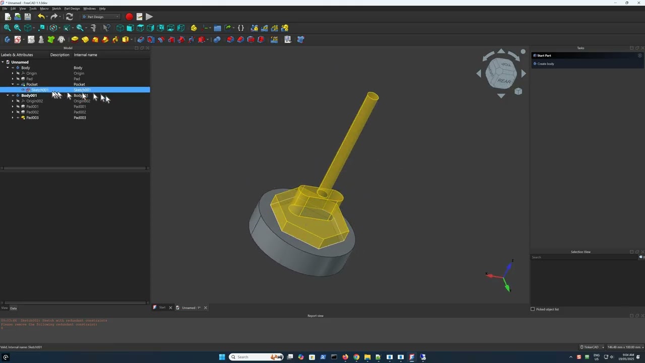 FreeCAD- New body with ShapeBinder created as the first object