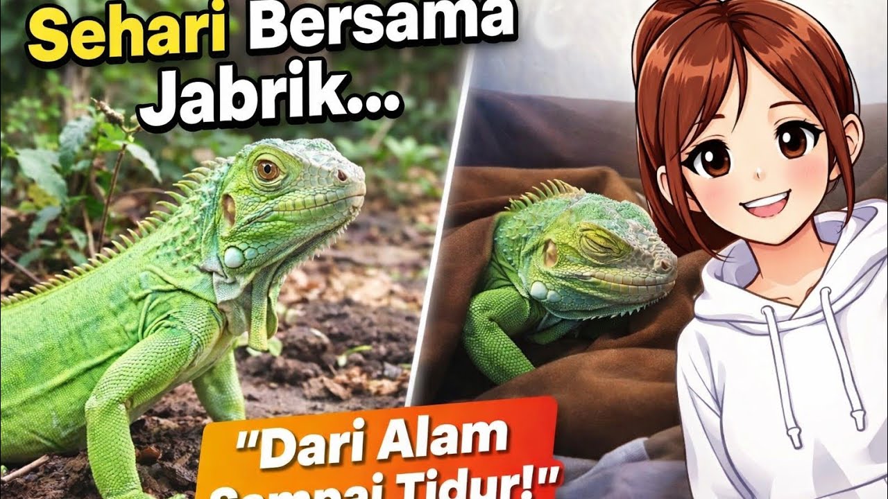 Sehari Bersama Jabrik🦎 Iguana Hijau dari Alam sampai Tertidur | Cerita Lala