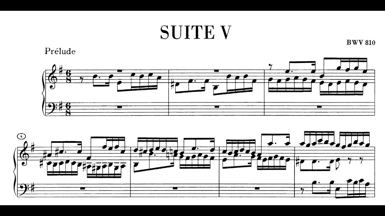 Bach - English Suite No. 5 in E minor, BWV 810 (Robert Levin, Alan Curtis)