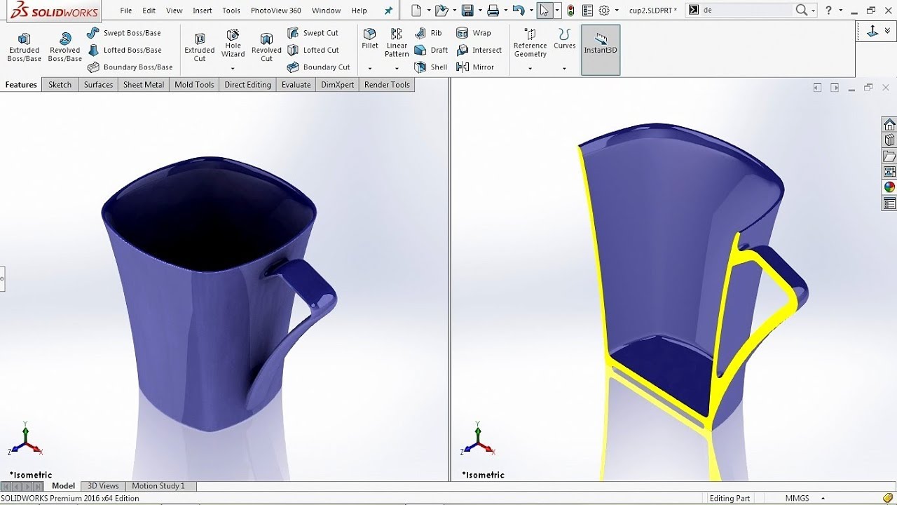 Cup Design Tutorial on Solidworks 2016