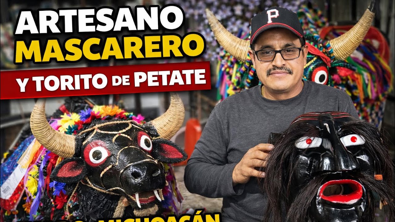 Artesano Mascarero y el Torito de Petate 🐂🔥   Tradición Viva en Charo, Michoacán: Mario Ninche 