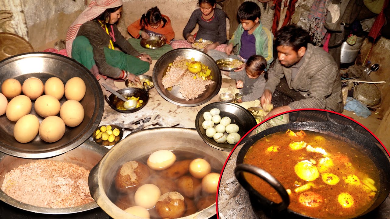 dharme's wife steam egg potato soup curry at dinner @ruralnepall