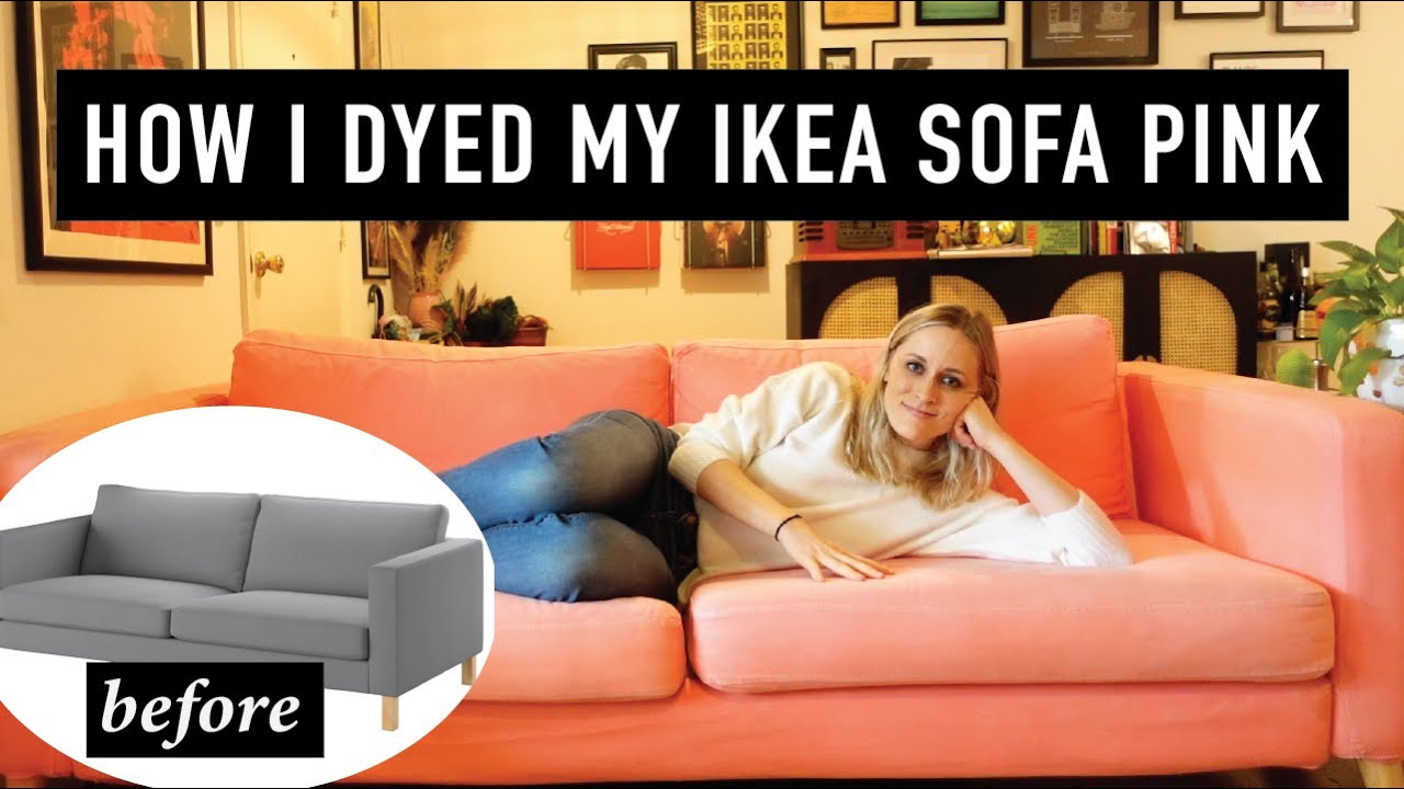 IKEA HACK: How I Dyed My Own Karlstad Sofa Pink | DIY Sofa Makeover