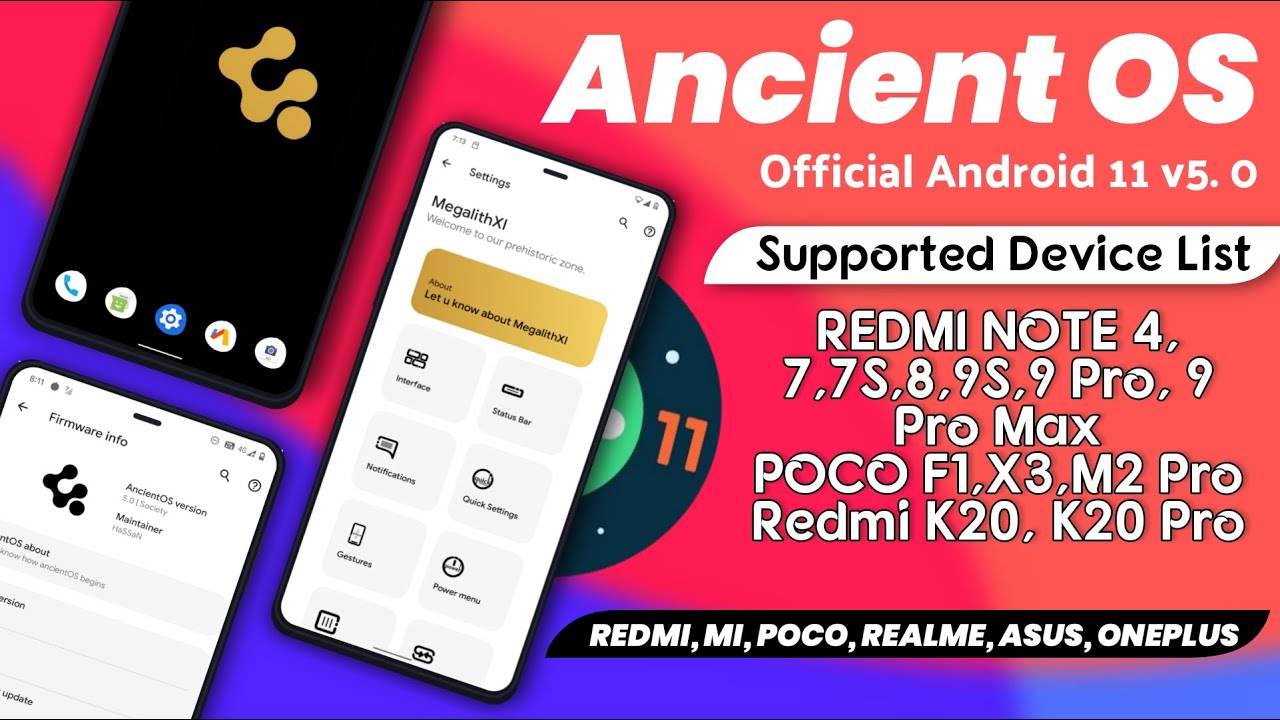 Official Android 11 ANCIENT OS v5.0 Review, Available for REDMI, MI, POCO, REALME, ASUS, MOTO