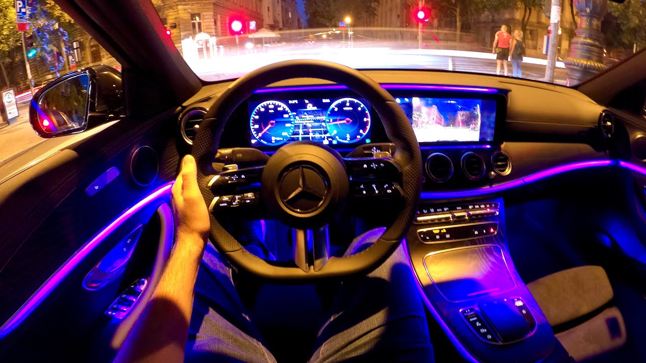 Новый Mercedes E-Class 2021 (Facelift) - NIGHT POV Тест-драйв (PURE DRIVING, звук двигателя) E220d