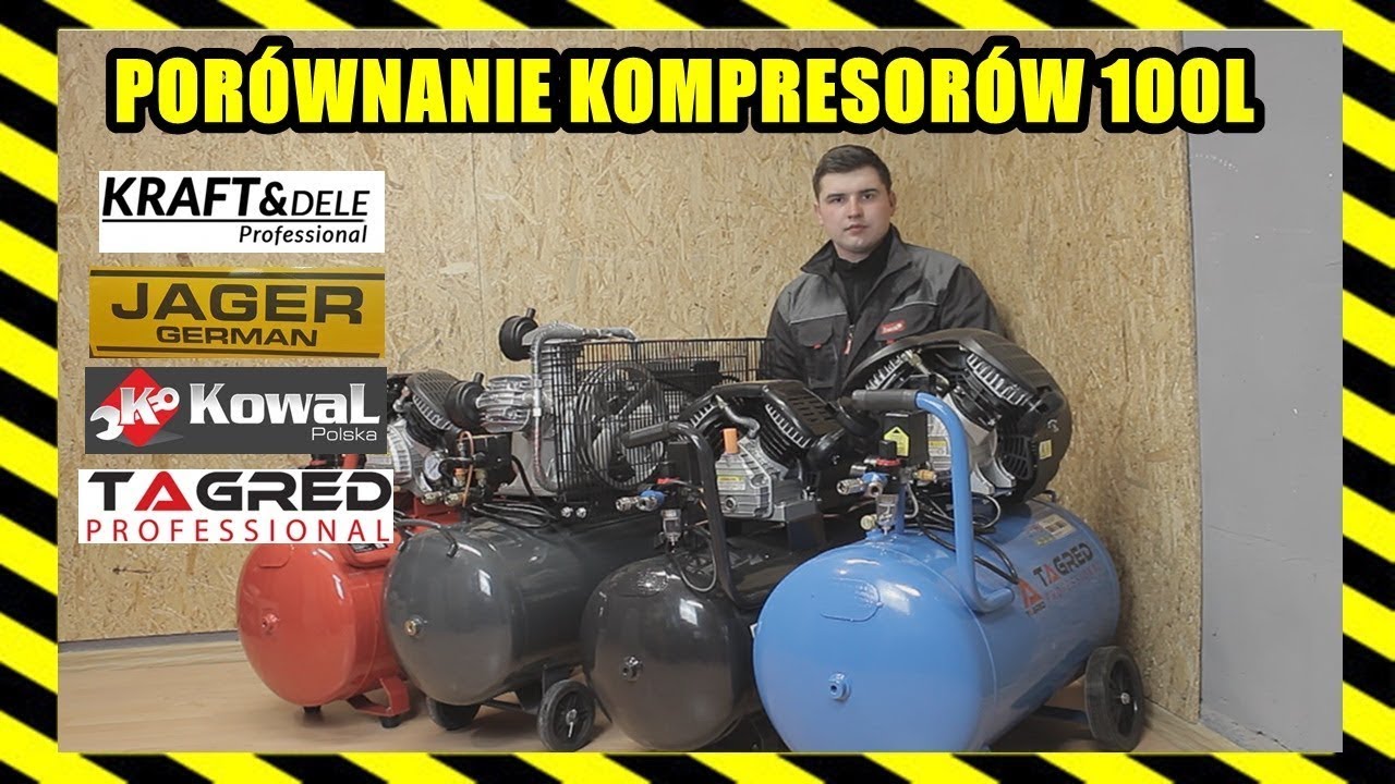 TEST RECENZJA PORÓWNANIE KOMPRESORÓW 100L KRAFT&DELE vs JAGER GERMAN vs KOWAL vs TAGRED