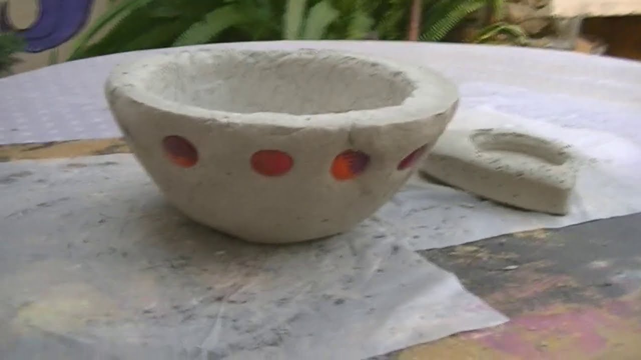 89- Cuenco de masa de cemento y enduido. DIY.  #AmoPintar