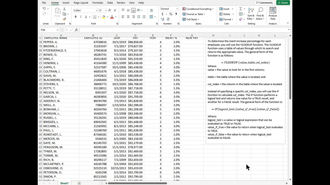 Merit Pay Analysis in Excel