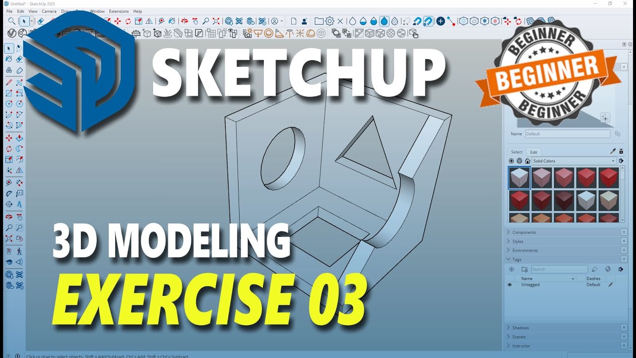 Упражнение 03. Учебное пособие по 3D-моделированию в Sketchup для начинающих.